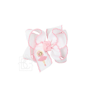 Embroidered Nutcracker Ballerina Crochet Edge Bows