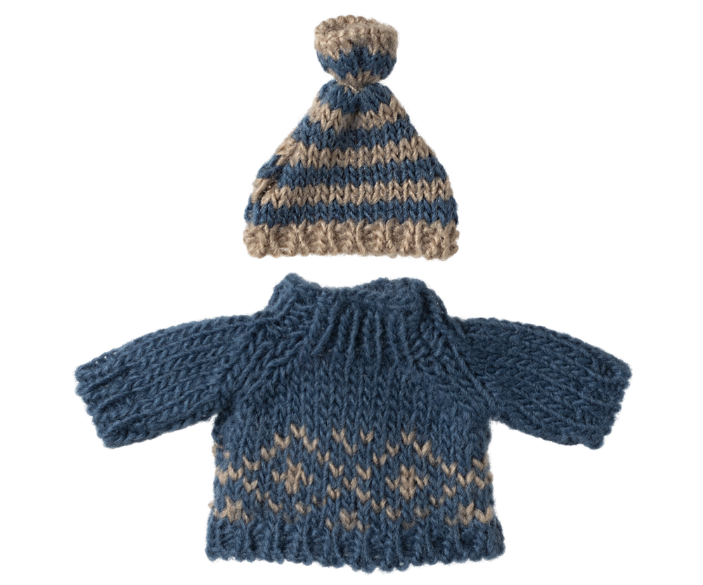 MAILEG KNITTED SWEATER AND HAT, DAD MOUSE
