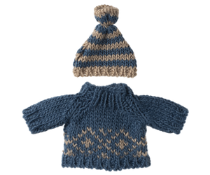 MAILEG KNITTED SWEATER AND HAT, DAD MOUSE