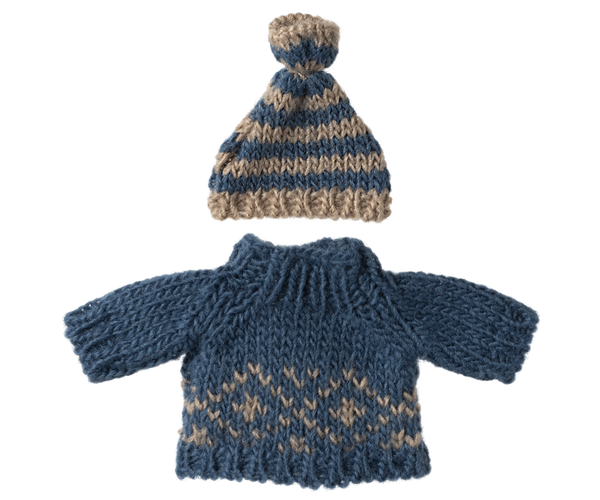 MAILEG KNITTED SWEATER AND HAT, DAD MOUSE
