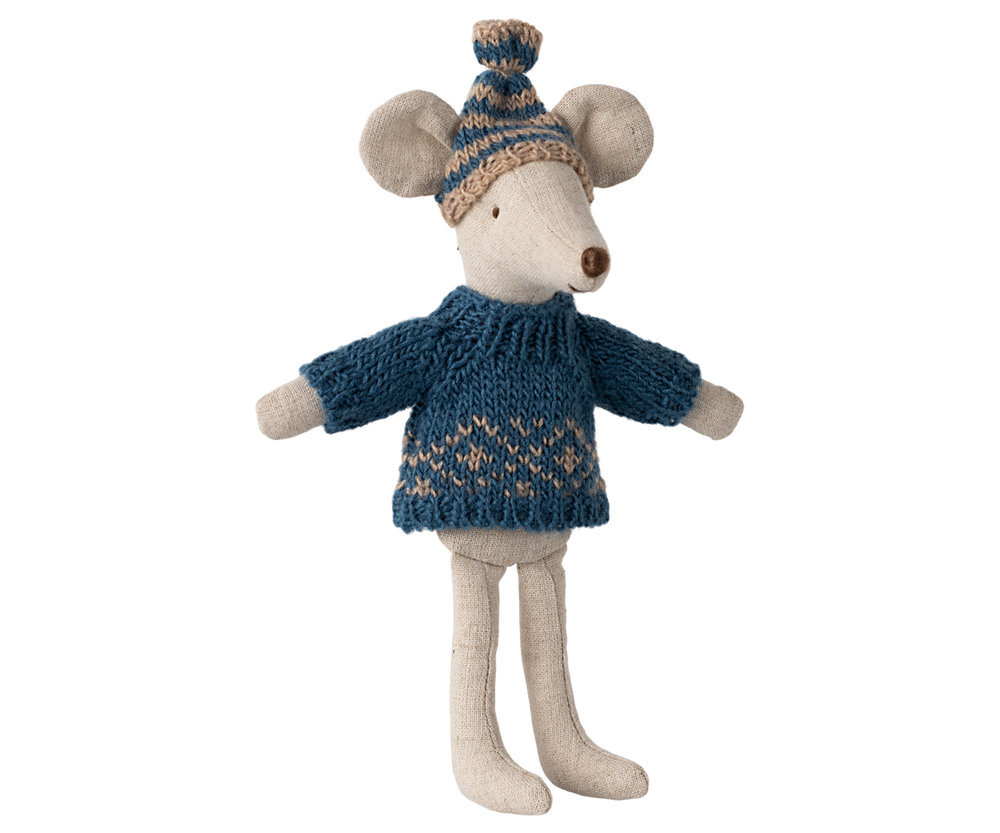 MAILEG KNITTED SWEATER AND HAT, DAD MOUSE