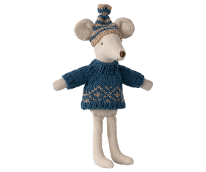 MAILEG KNITTED SWEATER AND HAT, DAD MOUSE