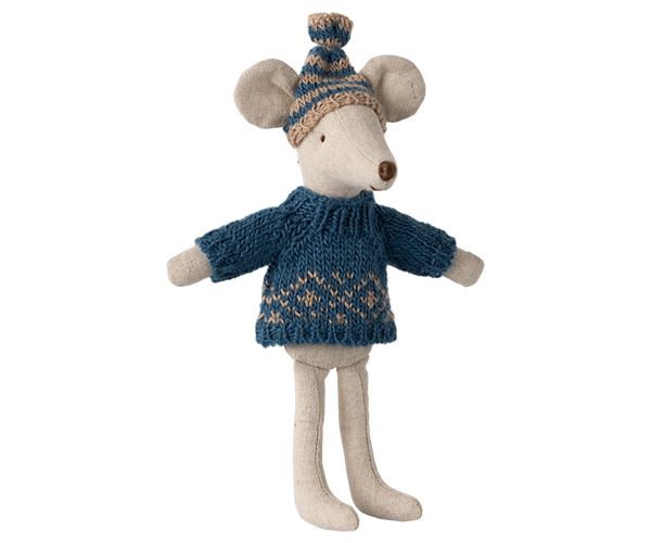MAILEG KNITTED SWEATER AND HAT, DAD MOUSE