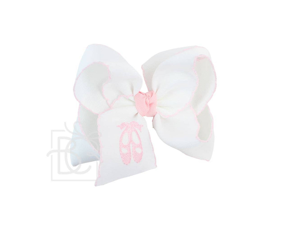 EMBROIDERED BALLET SHOES CROCHET EDGE BOWS