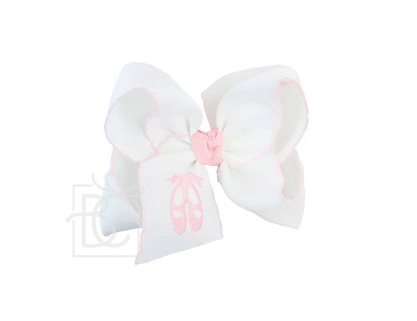 EMBROIDERED BALLET SHOES CROCHET EDGE BOWS