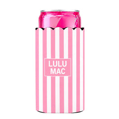 Lulu Mac Slim Can Koozie Light Pink Stripe