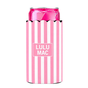 Lulu Mac Slim Can Koozie Light Pink Stripe