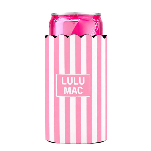 Lulu Mac Slim Can Koozie Light Pink Stripe