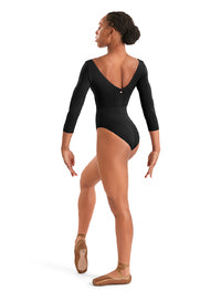 Mirella Embroidered V Neck 3/4 Sleeve Leotard
