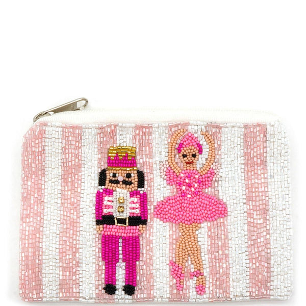 Joia Accessories Seed Bead Nutcracker Coin Purse Bag