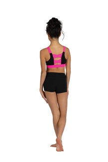 DANZNMOTION CRISS CROSS 2 TONE STRAP TOP