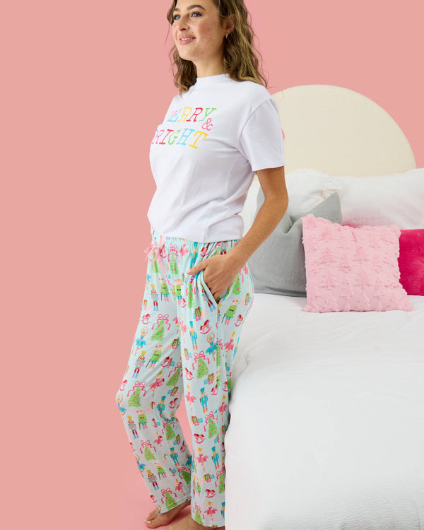 SoftSnooze™ Adult Bamboo Viscose Nutcracker Christmas Wishes Pajama Pants
