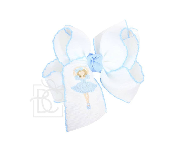 Embroidered Nutcracker Ballerina Crochet Edge Bows