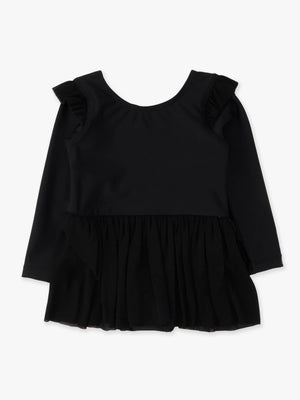 Girls Black Flutter Long Sleeve Dance & Gymnastics Leotard