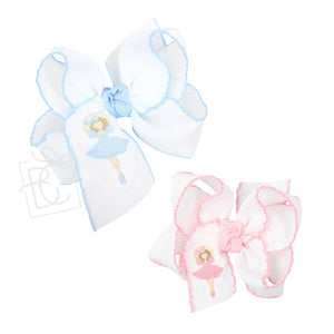 Embroidered Nutcracker Ballerina Crochet Edge Bows