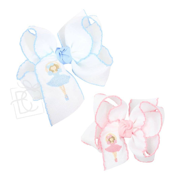 Embroidered Nutcracker Ballerina Crochet Edge Bows