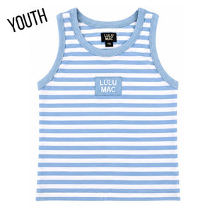 Lulu Mac Kids MONOCHROME PATCH YOUTH TANK-LIGHT BLUE
