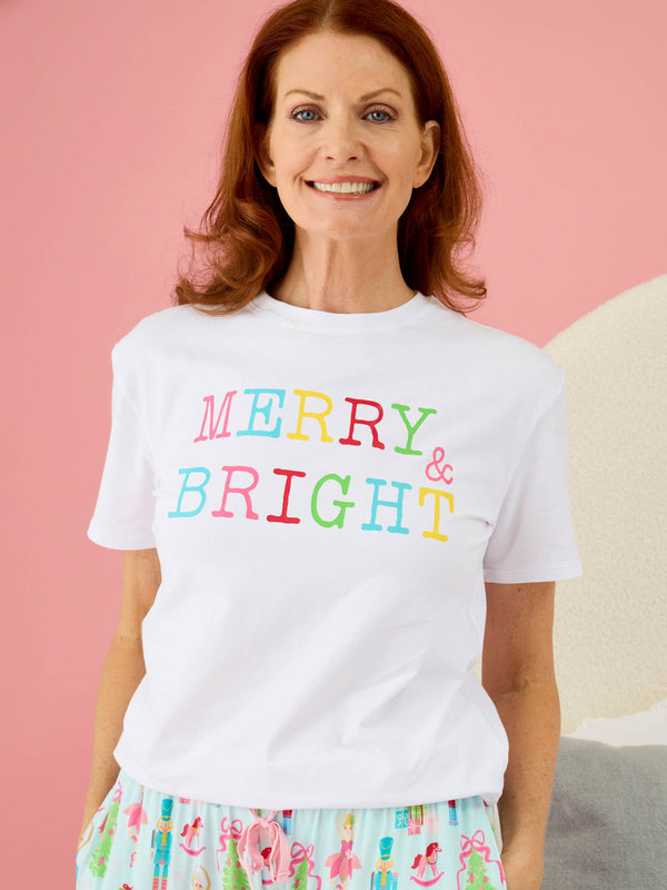 Adult Merry & Bright Christmas Short Sleeve Graphic Tee
