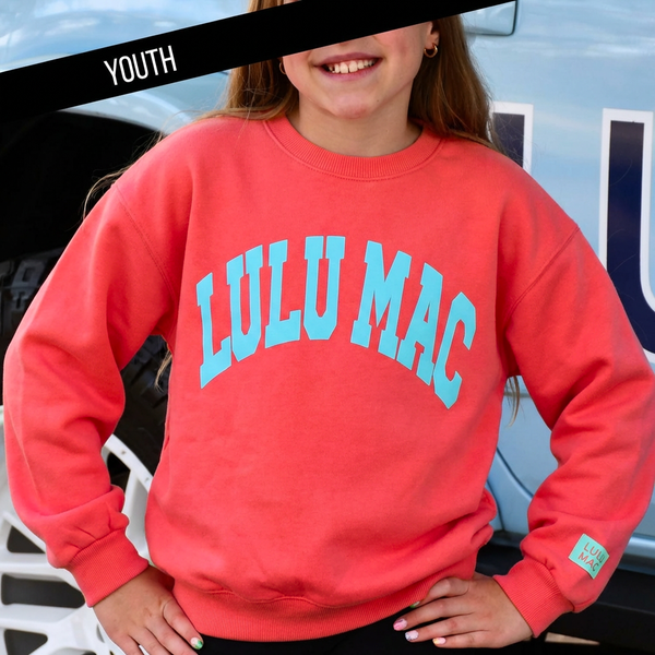 LULU MAC YOUTH SWEATSHIRT CORAL WITH MINT PUFF
