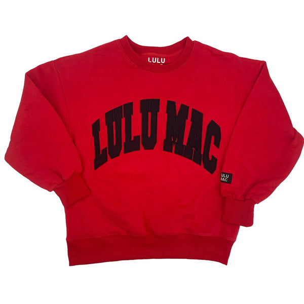Lulu Mac Adult Sweatshirt in Red with Black Stitching