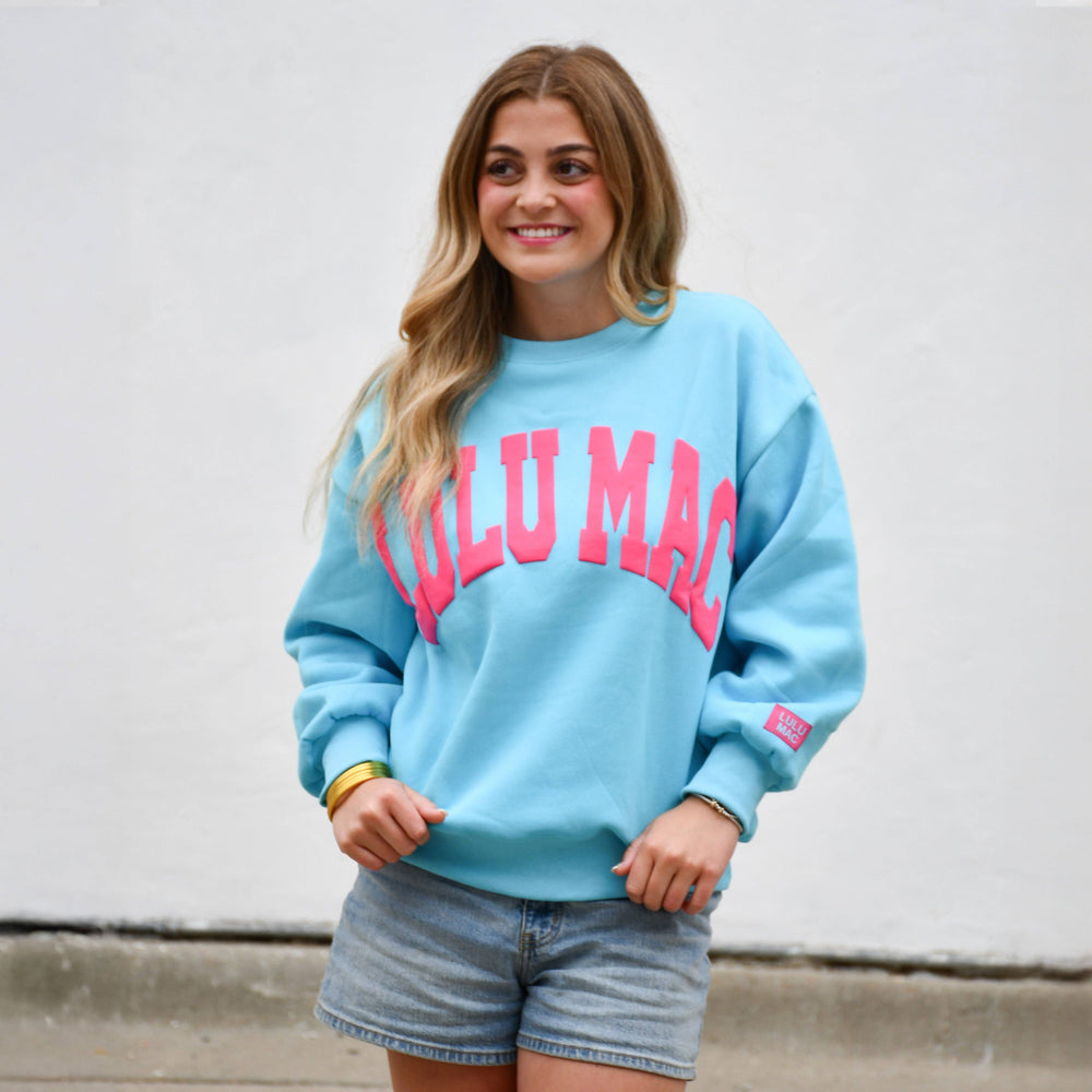 Lulu Mac Blue/Pink puff sweatshirt