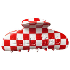LULU MAC HAIR CLIPS LM-HR-1002 Checkered Red/White