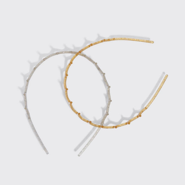Recycled Plastic Zigzag Headbands 2pc Set - Gold & Silver