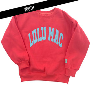 LULU MAC YOUTH SWEATSHIRT CORAL WITH MINT PUFF