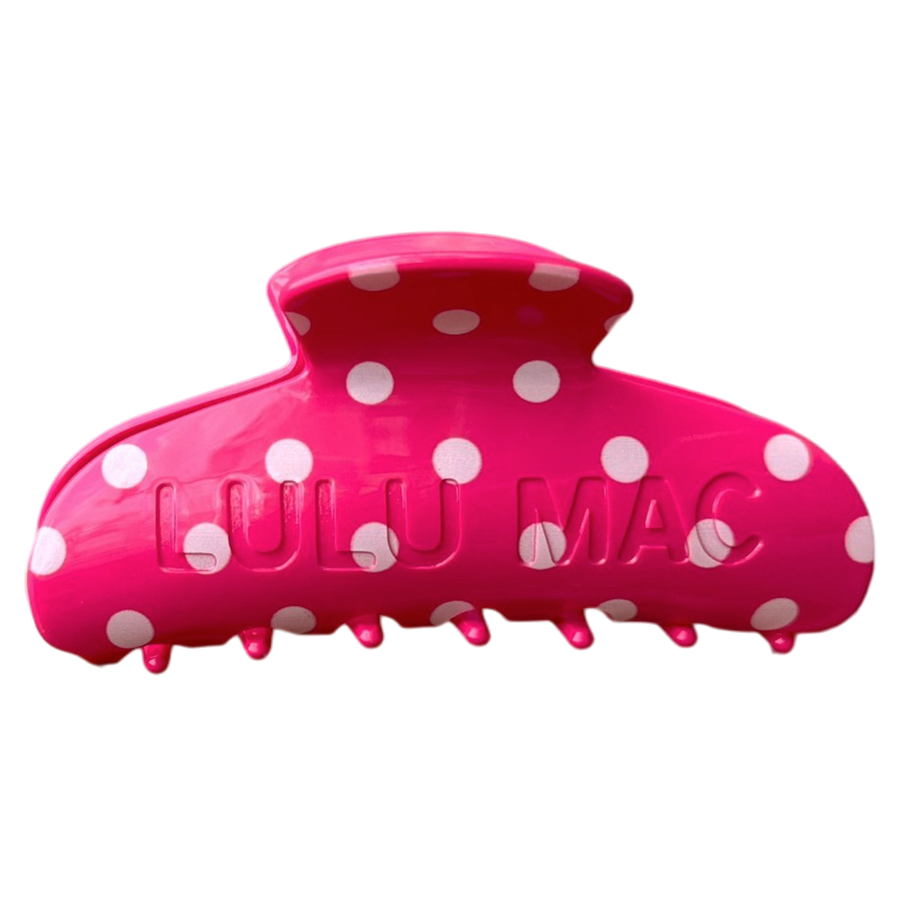 Lulu Mac Hair Clip Hot Pink/White Dot
