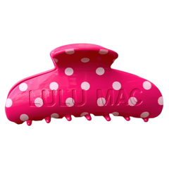 Lulu Mac Hair Clip Hot Pink/White Dot