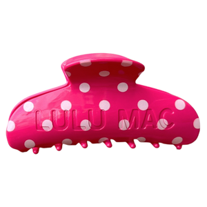 Lulu Mac Hair Clip Hot Pink/White Dot