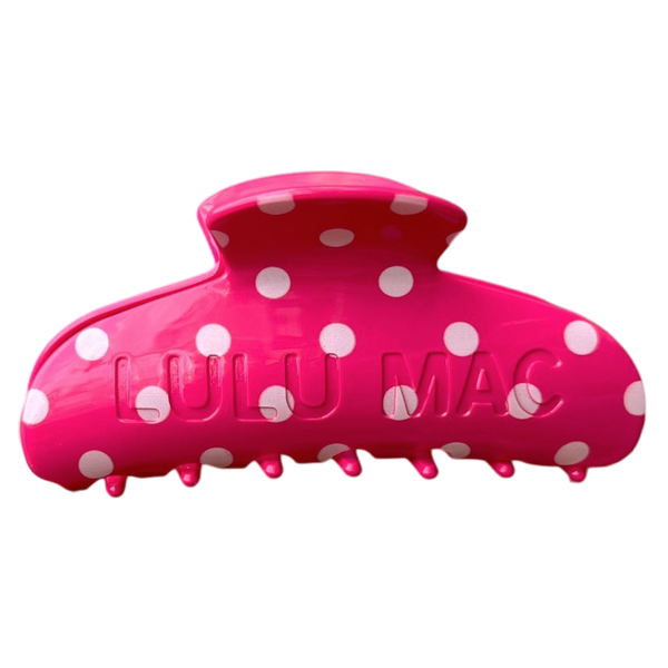 Lulu Mac Hair Clip Hot Pink/White Dot