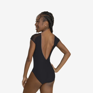 SO DANCA CORA ADULT CAP SLEEVE LEOTARD IN BLACK