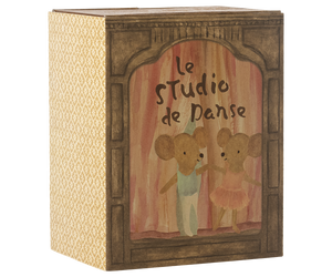 MAILEG BALLET MICE IN DANCE STUDIO, LITTLE SISTER & BROTHER
