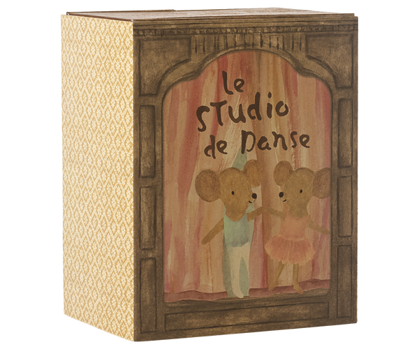 MAILEG BALLET MICE IN DANCE STUDIO, LITTLE SISTER & BROTHER