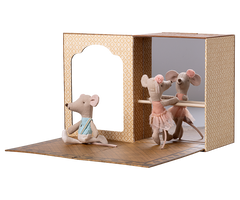 MAILEG BALLET MICE IN DANCE STUDIO, LITTLE SISTER & BROTHER