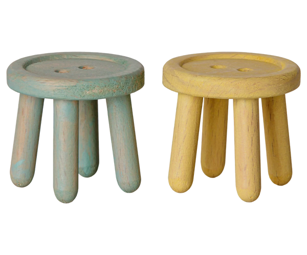 Maileg Stool Set, Mouse - Mint/Light Yellow