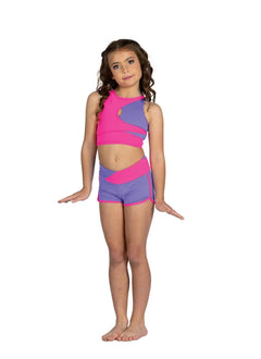 Danznmotion Girls Two-Tone Dance Short