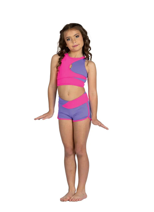 Danznmotion Girls Two-Tone Dance Short