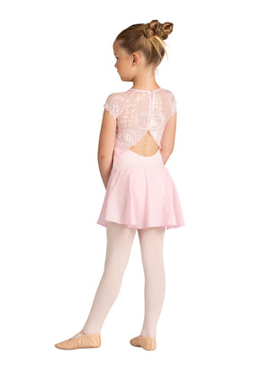 DanzNMotion Lace Cap Sleeve Leotard Dress