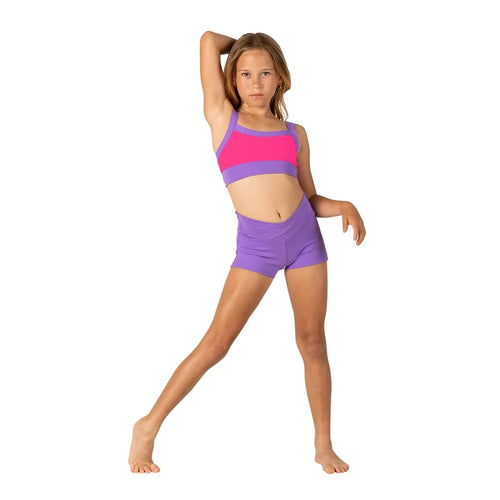 Danznmotion Color Block Twist Back Bra Top
