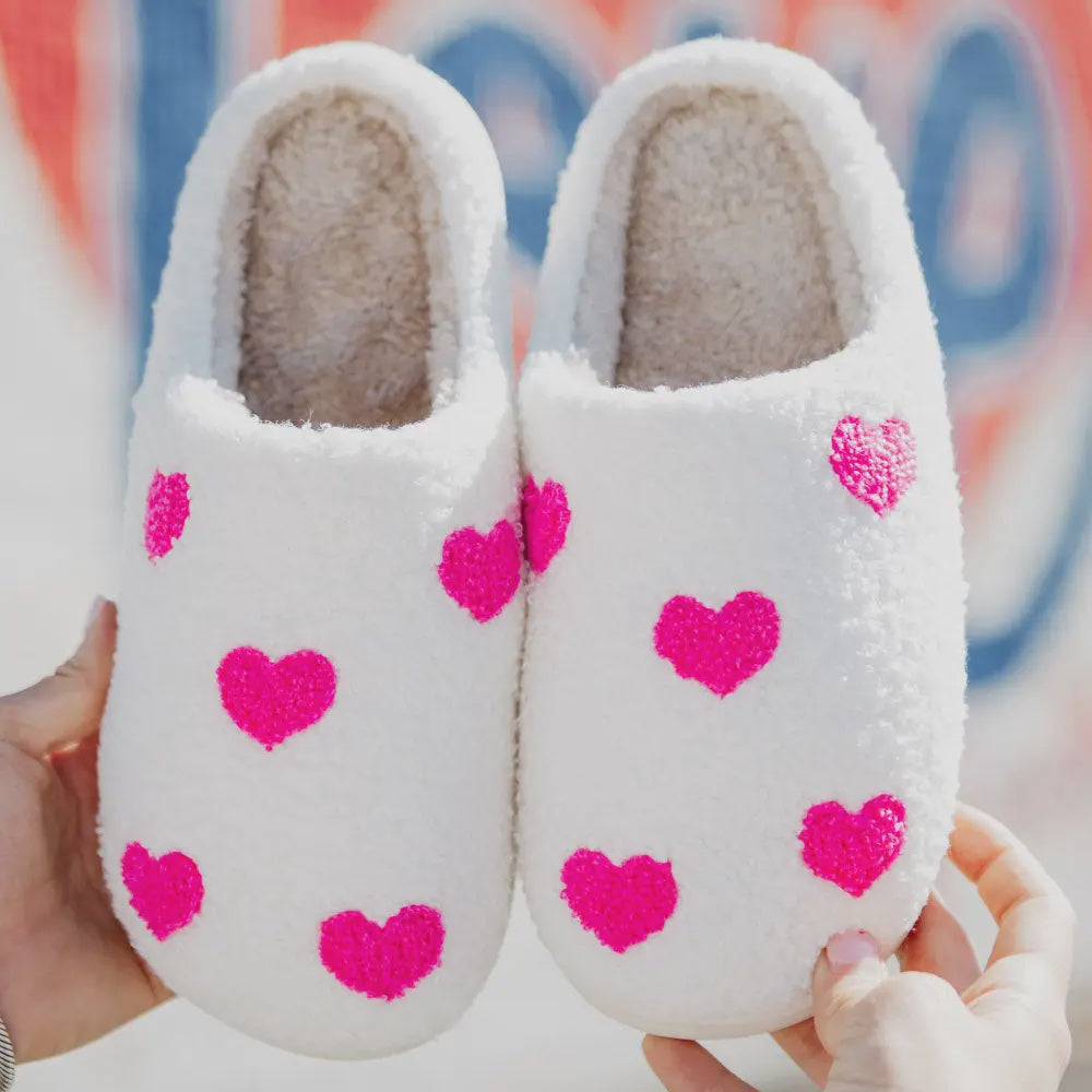 KATYDID PINK HEARTS ALL OVER VALENTINE'S COZY SLIPPERS