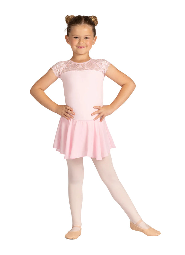 Danznmotion Lace Cap Sleeve Leotard Dress