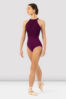 BLOCH BERRY MESH BODICE HALTER LEOTARD