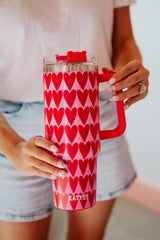 KATYDID RED HEART PATTERN TUMBLER