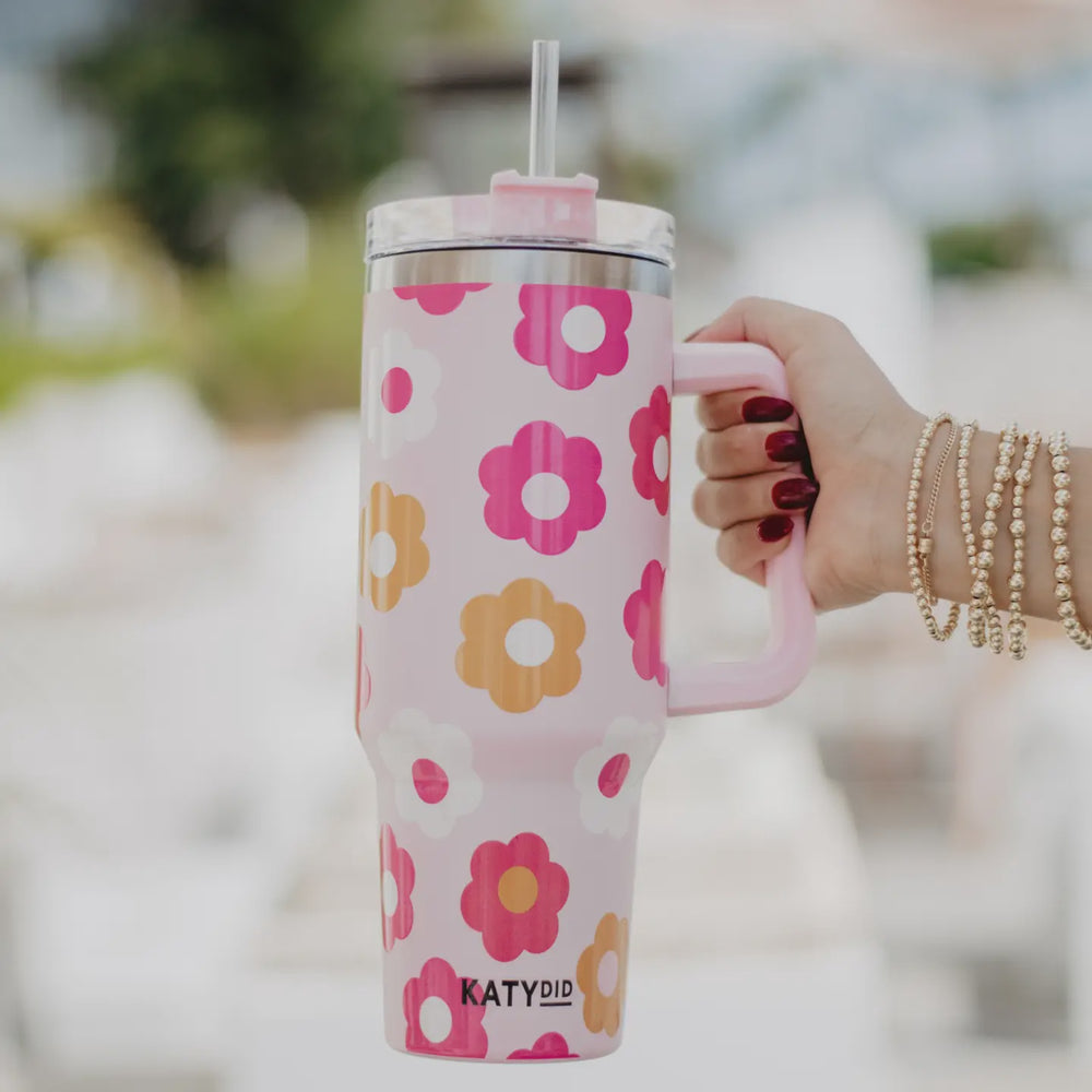 KATYDID GROOVY FLOWERS EASTER TUMBLER