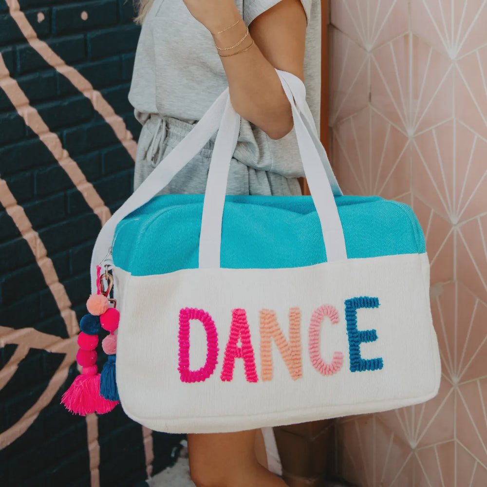 KATYDID CREAM WITH AQUA TRIM DANCE WEEKENDER BAG