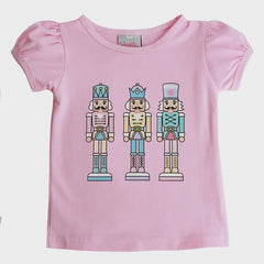 SPARKLE SISTER PUFF SLEEVE TSHIRT W/PASTEL NUTCRACKER DESIGN