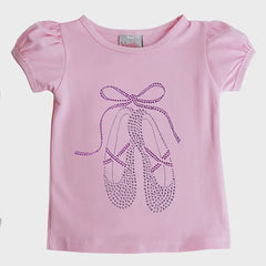 SPARKLE SISTERS PUFF SLEEVE TSHIRT WITH LAVENDER STUDDED BALLET SLIPPERS