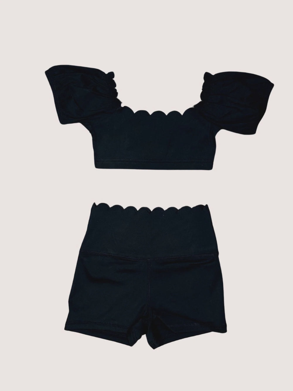 TRENDY TRENDS VALENTINA SCALLOPED SHORT SLEEVE BRA TOP